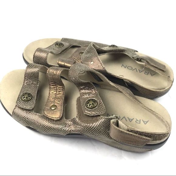 Aravon Women’s Power Comfort  3 Strap Metallic Sandals Size 7 - Picture 6 of 10